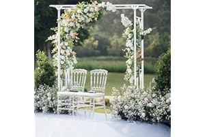 SUSIRE Garden Gazebo Trellis Arbor Climbing: 2.08m/6.8ft Height White Metal Pergola Rose Plant Support Wedding Archway Party Background Stand Decor Outdoor Gate Arbour for Plants Supports