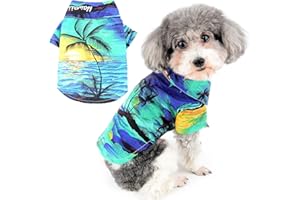 Zunea Hawaii Dog Shirts for Small Dogs Summer Pet Clothes Short Sleeve T-Shirt Beach Holiday Coconut Tree Puppy Tee Shirt Dogs Cats Sweatshirts Sun Protection Clothing Camp Clothing Green S
