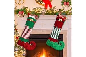 Mineup 2 Stück Weihnachtsstrumpf Personalisiert, 56 cm Weihnachtsstrümpfe, Nikolausstiefel zum Befüllen, Elfen-Nikolausstrumpf Groß, Nikolausstrumpf Personalisiert für Kamin, Weihnachten Deko