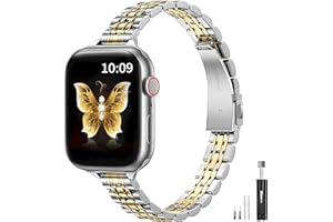 TOWONSHY Metalowy pasek kompatybilny z Apple Watch 38 mm, 40 mm, 41 mm, 42 mm, 44 mm, 45 mm, 46 mm, 49 mm, dla kobiet i mężczyzn, modny, smukły, metalowy pasek ze stali nierdzewnej do iWatch Ultra/Ultra 2, SE