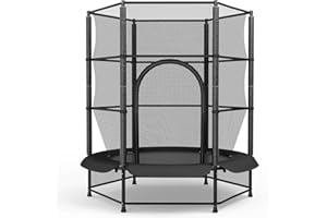 LIFERUN Kids 55" Mini Trampoline, Ø140cm x162cm, Indoor/Outdoor With Safety Enclosure, Zipper, Floor Protection Net, for Ages 3-6 Years