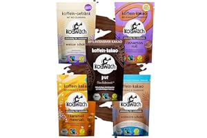 ‎KOAWACH koawach Starter Set - Koffein Kakao Guarana Vegan heiße Schokolade Geschenkset Getränk weniger Zucker Kokosblütenzucker Energy Drink Backkakao Bio Fairtrade (5x100g)
