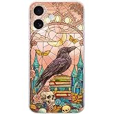 PrintiFy iPhone 17 ile Uyumlu Vitray Bilge Kuzgun Tasarımlı Şeffaf Silikon Kılıf