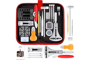 XOOL Kit de Herramientas de Reparación de Relojes de 151 Piezas, Incluye Abridor de Caja Ajustable, Perforador de Correas, Herramienta para Barras de Resorte, Removedor de Enlaces, Pinzas y Más