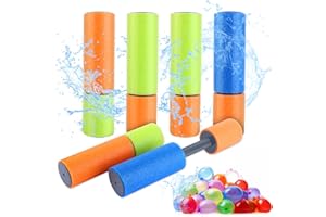 YUEONEWIN Wasserpistole Klein Spielzeug für Kinder, 6er Wasserspritzpistolen Schaumstoff + 200pcs Wasserballons Wasserbomben Selbstschließend Water Gun für Sommer Pool Party Strand Wasserspielzeug Outdoor