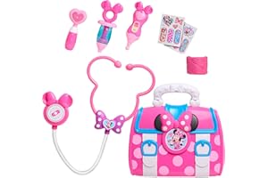 Bolso de médico con Accesorios Minnie Mouse Bow-Care de Disney Junior, 9 Piezas, Juego de simulación e imaginativo; Juguetes para niños a Partir de 3 años de Just Play