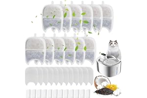 Rigidstone Set di 12 Filtri per Fontana per Gatti da 4L, Filtro a Carbone Attivo da 12 Pezzi e Filtro a Schiuma da 12 Pezzi con Resina e Carboni Attivi compatibili con fontana per gatti FEELNEEDY