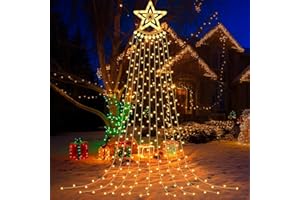 Banaone Luces de Navidad para Exterior, 350 LEDs, 9 Cadenas, 3,5 m, Cadena de Luces para Árbol de Navidad con 8 Modos, Impermeable, Árbol de Luces Exterior para Jardín y Fiestas (Blanco Cálido)