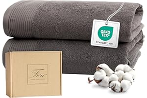 Ferò Set Asciugamani Bagno Grandi di Lusso, 2 Teli Bagno, OEKO-TEX 100% Cotone Premium Low Twist 550 g/m², Telo Doccia Ultra Morbido e Assorbente, Design Italiano, Asciugamani Doccia 70x140cm, Grigio