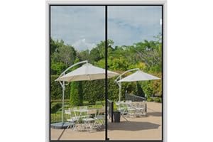 fowong Moustiquaire en Polyester pour Porte 200 x 220 cm, Rideau Moustiquaire Magnétique, Ouverture Aimantée, Idéal pour Porte de Balcon, Terrasse, Montage facile, Aucune perçage requis, Noir