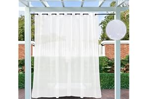 Clothink Rideau d'extérieur transparent - Résistant aux intempéries - 254 x 215 cm - Avec œillets - Pour balcon, terrasse - Imperméable - Brise-vue - Protection solaire