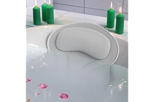 NATAKA Bath Cushion, Bath Pillow for Head and Neck, 3D Breathable Mesh Bath Pillow Waterproof and Quick Dry, Bath Accessories for Jacuzzi Bath and Bathtub, Non-Slip and BPA Free