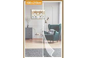 Yotache White Screen Doors with Magnets 100 x 210 cm, Reinforced Polyester Anti-Tearing Mosquito Door Net Keep Fly Bug Out