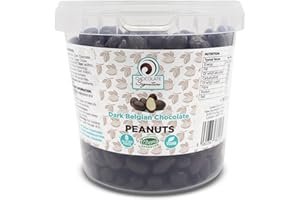 CHOCOLATE SIGNATURE Chocolate Peanuts - 600g, Dark Chocolate Gift Jar, High Protein Snack, Dairy Free, Gluten Free, Vegan, Belgian Chocolate