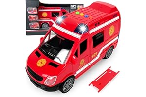 CELMAN Zabawka karetka pogotowia, karetka ratunkowa z noszeniem, dźwiękiem i światłem, zabawka lekarska w nagłych wypadkach, pojazdy ratunkowe, dla dzieci w wieku od 3, 4, 5, 6 lat