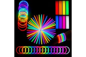 CUULANIX 100 Fluorescerande självlysande armband, 100 kontakter, 8 färger | Fluo Party Set Glow Sticks för barn och vuxna för fest, karneval, halloween, jul, nyårsdekoration
