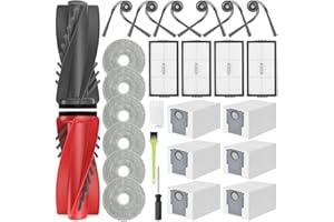 RUKHOOL Saros 10R Kit Accessoires pour Roborock Saros 10R / Qrevo CurvX/Curv 2 Pro d'accessoires 10R Pièces de Rechange 2 Brosse Principale 6 Sacs à Poussière 6 Serpillere 4 Filtres 6 Brosse Latérale