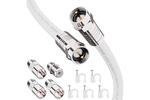 ASNQ RG6 Koaxialkabel-Verbinder-Set 1m - Verlängerung für Sat Kabel und Antennenkabel für Highspeed-Internet, Breitband-/ Digital TV - RG6 Pressverbinder - Digitales Audiokabel Koaxialkabel