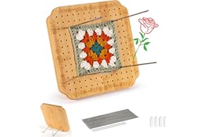 CraftyManor 7.6 in Crochet Blocking Board and Pins, Wooden Blocking Board for Crochet and Knitting Projects,Granny Square Blocking Board with 20 Stainless Steel Pegs, Bamboo Crochet Accessories