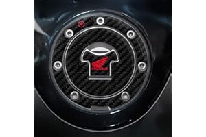 labelbike - 3D Sticker Motorcycle Tank Cap Officially Licensed Decoration and Protection in Resin with 7-Holes Compatible with Honda - Carbon Color and Red Logo