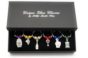 LIBBYSMARKETPLACE.COM Libby's Market Place Lot de 6 breloques faites main pour verres à vin