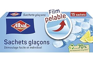 Albal - 15 Sachets glaçons - Démoulage facile - Facile à remplir - Contient des ressources recyclées