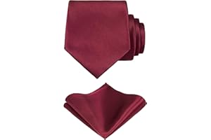 TIE G U STYLE TIE G Herren Einfarbiger Satin Krawatte und Einstecktuch-Set im Geschenkkarton in verschiedenen Farben