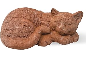 Toocook Gatto in terracotta artigianale per arredo giardino - Decorazione casa - Resistente alle intemperie - Ceramica fatta a mano - Made in Italy (Gatto che dorme)