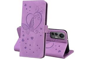 CASAFUNY Funda para Xiaomi 12 Lite Libro de Cuero PU Premium Magnético Tarjetero y Suporte, Xiaomi 12 Lite 5G Cover Protectora Carcasa para Xiaomi 12 Lite 5G, Púrpura