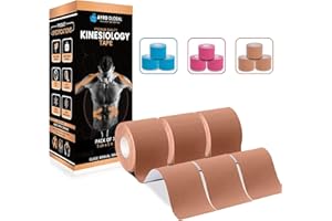 AYRO GLOBAL Kinesiology Tapes - Sports Tape for Knee and Muscle Support - Improves Blood Circulation - Waterproof and Latex Free - Uncut - 5 Meter - Manual Guide Inside (Beige)