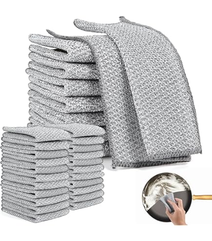 10-Pack Stainless Steel Cleaning Cloths - Non-Scratch Wire Dishwashing Rags For Kitchen & Household