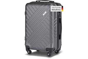 Xonic Design Reisekoffer - ABS Hartschalen Koffer mit 360° Leichtlauf-Rollen - hochwertiger Trolley mit Zahlenschloss in M-L-XL oder Set (Dark Grey, M)