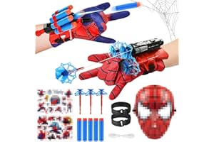 TAUFE Set di 2 Spiderm Guanti per Bambino,Spara Ragnatele Spiderm,Launcher Glove,Guanti Spiderm Bambino,Spiderm Glove Launcher Set,con Maschera Spiderm e Tatuaggi,Spiderm Giocattolo Giocattoli da Polso