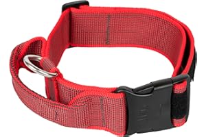 JULIUS K-9, Collier Color & Gray avec poignée, Fermeture de sécurité et Logo, 50 mm (49-70 cm), Rouge-Gris