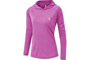 donhobo Women's Long Sleeve Sports Running Hoodie Tops Shirts with Thumb Hole,UPF 50+ Sun Protect Breathable Quick-Dry Fitness T-Shirt Tops for Workout Gym Training Yoga Pilates