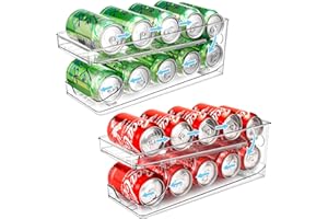 BingoHive 2 Packs Rolling Can Dispenser Fridge Beer Can Organiser Soda Can Dispenser for Fridge Kitchen Cupboard Pantry Countertop 10 Standard Size 330ML 355ML Beer Soda Pop Cans Storage Pantry