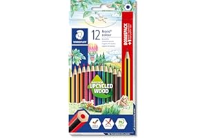 ‎STAEDTLER STAEDTLER Buntstifte Noris colour, rutschfeste Soft-Oberfläche, hohe Bruchfestigkeit, Made from Upcycled Wood, intensive Farben, Sechskantformat, 12 Farbstifte + 1 Buntstift im Kartonetui, 185 SET9