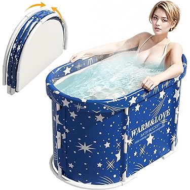 Opblaasbare badkuip, draagbaar, blauw, duurzaam, vrijstaand kinderbadje voor volwassenen, home spa, incl. luchtpomp, ideaal voor badkamer, tuin en camping