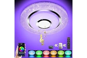 OTREN Plafón Led Techo con Altavoz Bluetooth, 36W 3600LM RGB Lampara Techo Regulable con Remoto y Control de Aplicaciones, Compatible con Alexa Google Home, Ø30CM