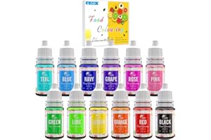 ‎LIMINO Lebensmittelfarbe 12 Farben x 10ml - Flüssige Lebensmittel Farben zum Kuchen Backen, Kekse, Fondantieren, Macaron - Lebendiger Lebensmittelfarbstoff für Dekorieren und Kochen, Airbrush, DIY Seifen