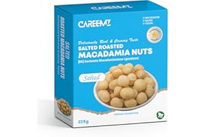 CAREEMZ Noci di macadamia tostate salate (225 g), sigillate sottovuoto per freschezza, il miglior snack gourmet