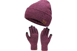 Bequemer Laden Herren Damen Winter Warm Beanie Mütze Touchscreen Handschuhe Set, Thermo Wintermütze Strickmütze Winterhandschuhe mit Fleece Gefüttert
