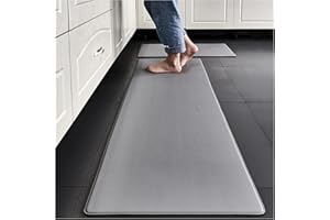 DECORN Kitchen Rugs, Cushioned Anti-Fatigue Mat, Non-Skid Waterproof Wipeable Thickened Comfort Standing Foam For Kitchen, Floor Home, Office, Laundr(Size:45cm × 150cm,Color:grey)