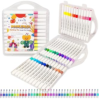 FunBlast Acrylic Paint Markers – Set of 36 Vibrant Colors, Permanent Water-Based Marker Pens for Rock Painting, DIY Crafts, Canvas, Glass & More (36)