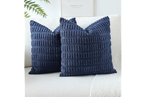 JOTOM Lot de 2 Housses de Coussins en Velours Côtelé Décoratif Canapé Taie d'oreiller Doux Decoration pour Maison Salon Chambre Canapé Décoration 40x40cm (Bleu Marine)