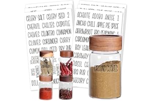 145 Herb and Spice Jar Labels, Prefdo Modern Waterproof Preprinted Black All Caps Seasoning Canisters Stickers for Pantry Spice Rack Organization（Black）
