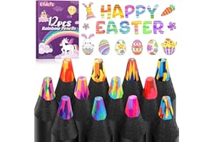 Elidepe Ostergeschenke Kinder, 12 Regenbogenstift Buntstifte Stifte, Mitgebsel Kindergeburtstag, Ostern Geschenke Bastelset Kinder, Geschenke für Mädchen 5-12 Jahre