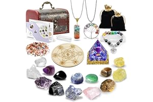 ECO-BAEERSS Ensemble de 26 Pierres de Cristal,Pierres de GuéRison en Cristal,Cristaux de GuéRison,Pierres PréCieuses 7 Chakras et Pyramide Violette Pour la MéDitation,Calendrier de L'Avent,Reiki,éQuilibrage