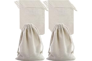 AMANDELIZABE 26 bolsas de tela, 13 x 18 cm, bolsas de tela pequeñas con cordón, bolsas de lino para rellenar, bolsas de regalo para manualidades, cumpleaños, bodas, Navidad