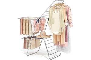 ‎KINGRACK KINGRACK Wäscheständer mit 4 Flügeln, höhenverstellbarer Standtrockner mit klappbaren Gullwings-Flügeln, für Innen- und Außenbereich, ohne Montage